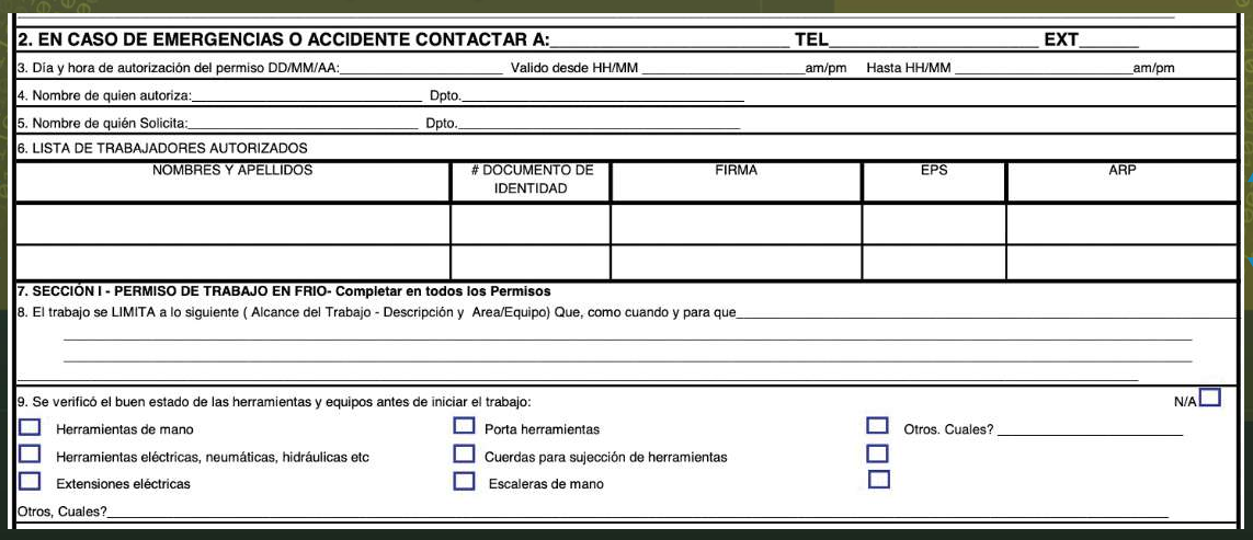 Módulo de Permisos de trabajo de la suite de Seguridad Industrial "Safety Mantis"