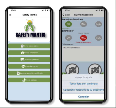 Módulo de la app de Seguridad Industrial y Salud Ocupacional para control y seguimiento de la seguridad en vehículos.