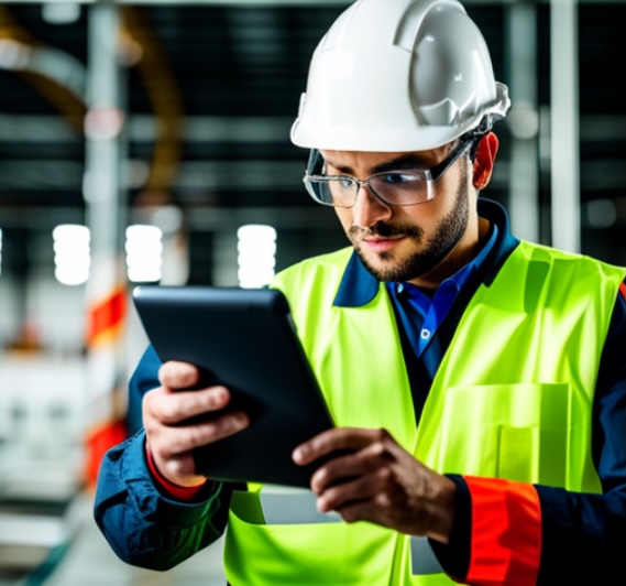 Ingeniero-inspección-tablet.